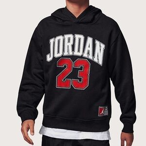 NWT Jordan Big Kids Black Fleece Pullover Hoodie Size Medium